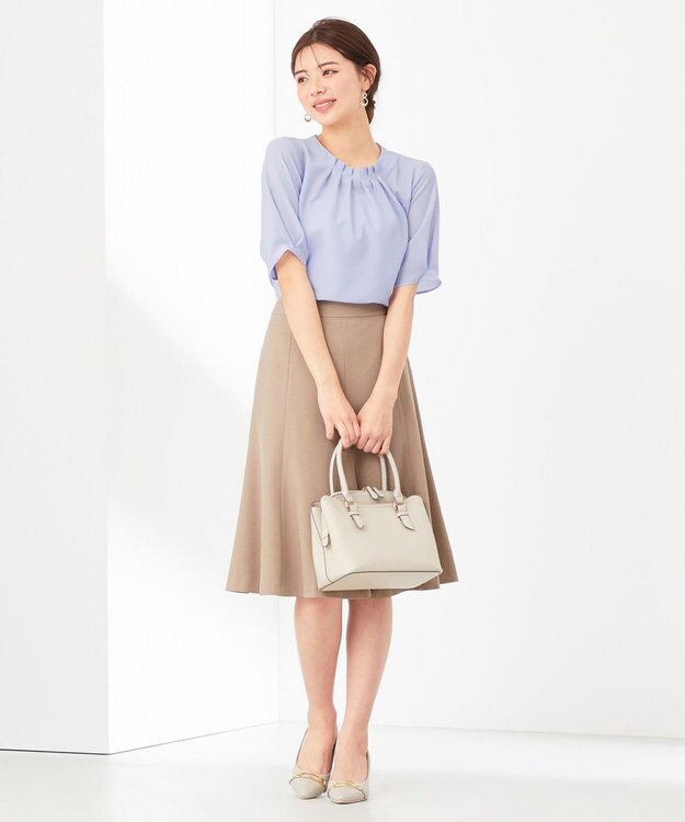 ANY SIS 【WEB・一部店舗限定】リネンライクポリエステル スカート モカ