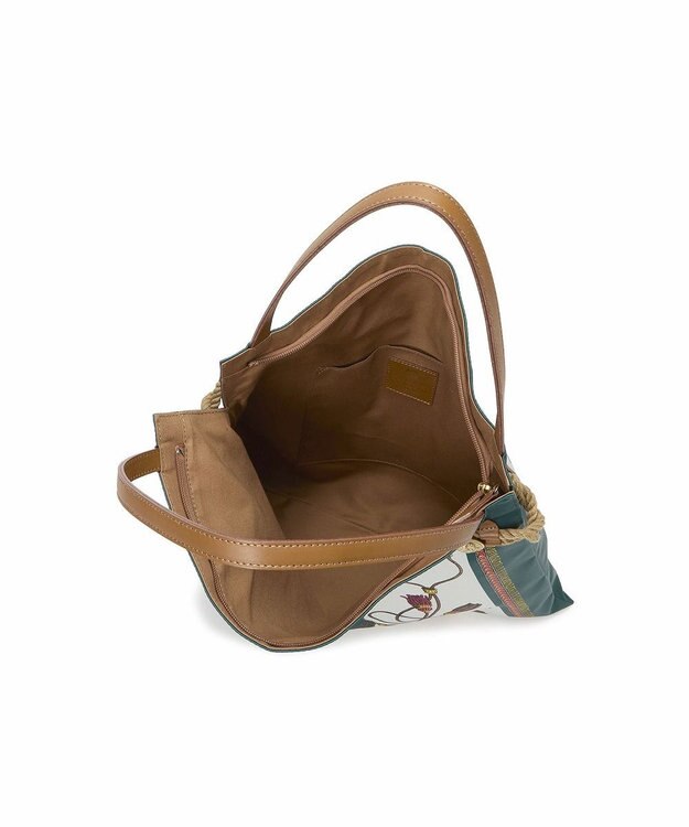 TOPKAPI 【TREASURE TOPKAPI】マイルドサテン スカーフ柄 トートバッグ グリーン