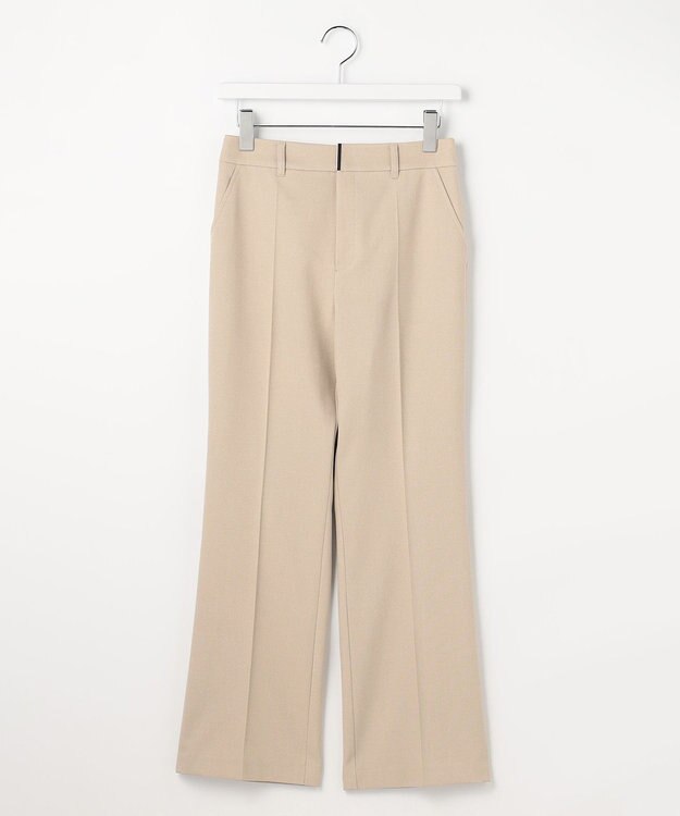 ANY SIS 褒めらレディストレッチ セミフレア テーパードパンツ ベージュシャンブレー