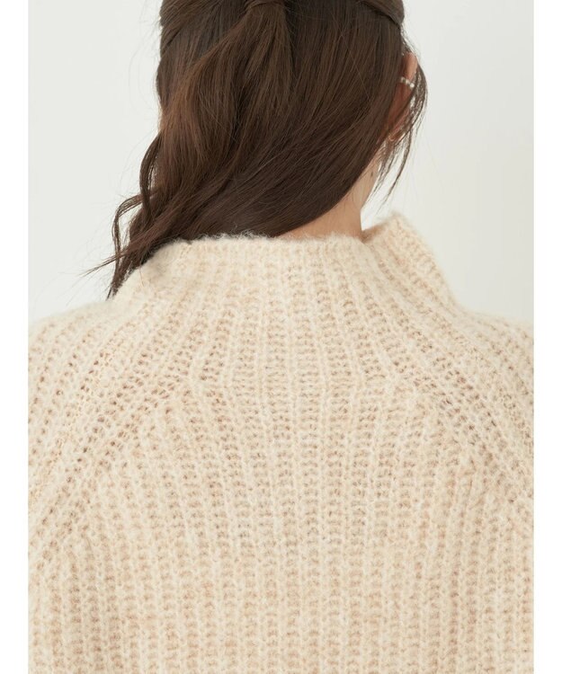 earth music&ecology フワフワＭＩＸハイネックショートニット Light Beige