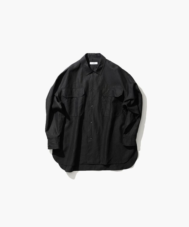ATON LINEN WEATHER | オーバーサイズシャツ BLACK