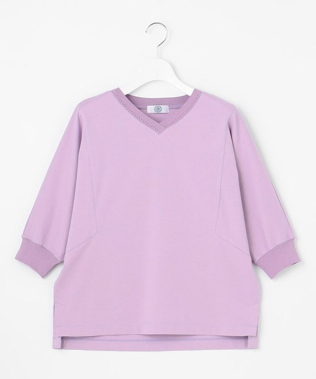 J.PRESS LADIES L TCポンチ ニットコンビ ドルマン カットソー ラベンダー系