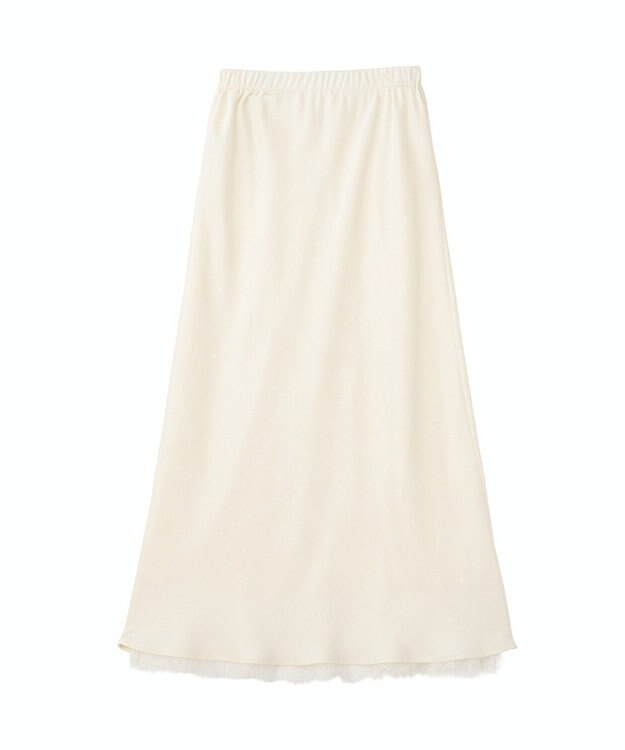 Green Parks 裾レースサテンナロースカート Off White