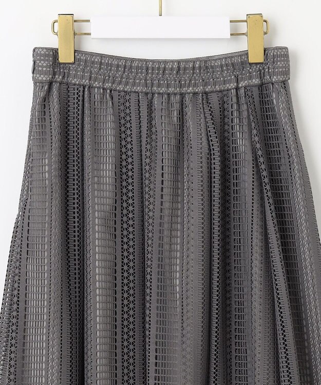 ANY SIS 【洗える】ストライプメッシュレース スカート スレート