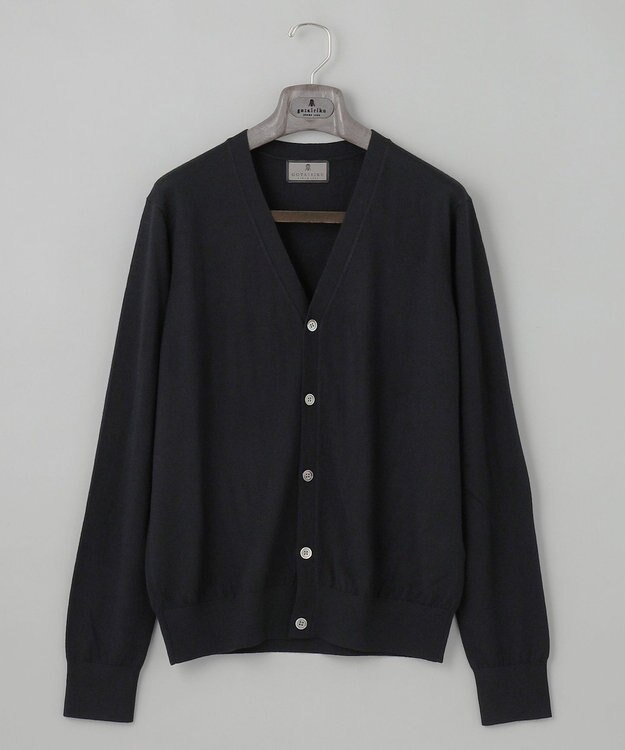 GOTAIRIKU 体温調整に【洗える/チクチクしにくい/ピリングしにくい】イタリア糸 ハイゲージ カーディガン_WOOL100% ブラック系
