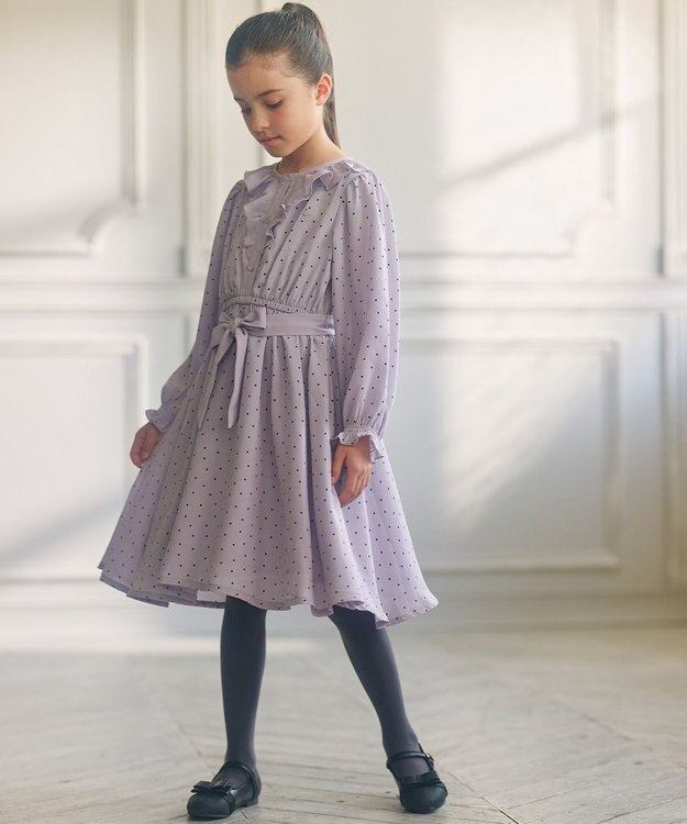 組曲 KIDS 【150-160cm】キャサリンドット ワンピース ライトグレー系5