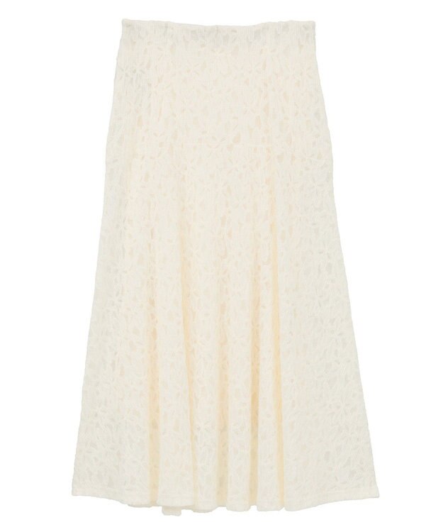 YECCA VECCA フラワー起毛レースマーメイドスカート Off White