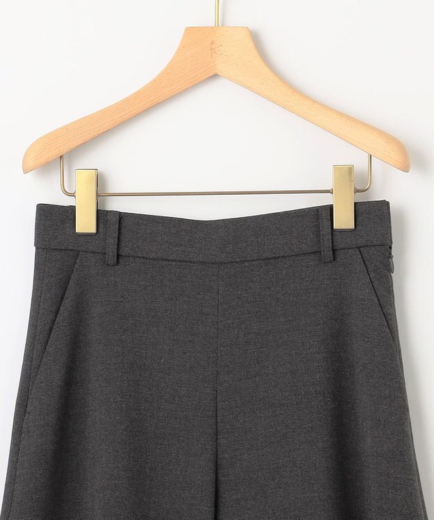 組曲 【WEB限定】ウールライクストレッチ フレアパンツ チャコールグレー系