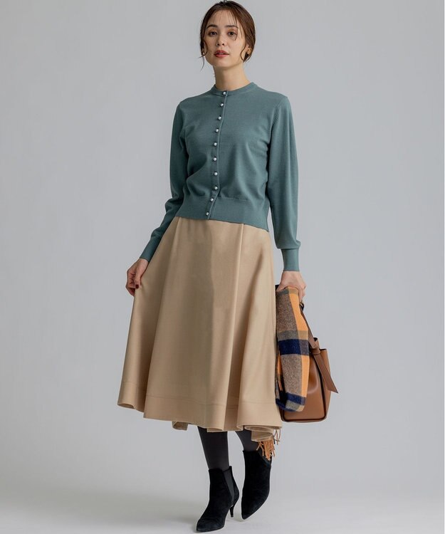 組曲 【WEB一部店舗限定】ウールジョーゼット フレアスカート ベージュ系