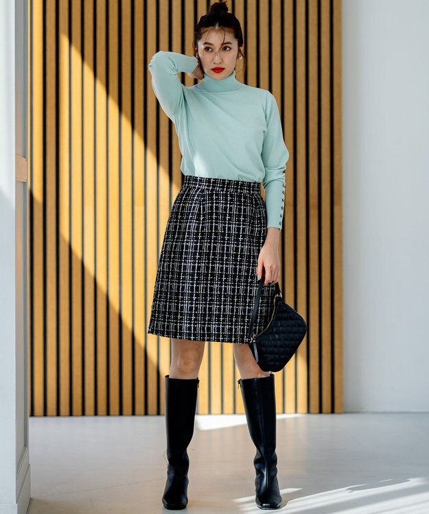 組曲 ルーズフィットタートル ニット グリーン系