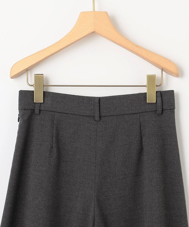 組曲 【WEB限定】ウールライクストレッチ フレアパンツ チャコールグレー系