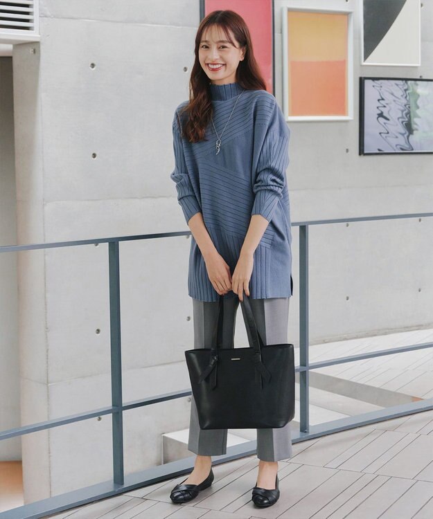 Tiaclasse 【新色追加・洗える】ランダムリブ編みドルマンニットチュニック ブルー