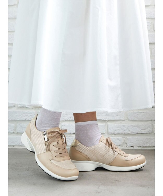 ASICS WALKING ペダラ スニーカー ジップ レディース 2E ベージュ系