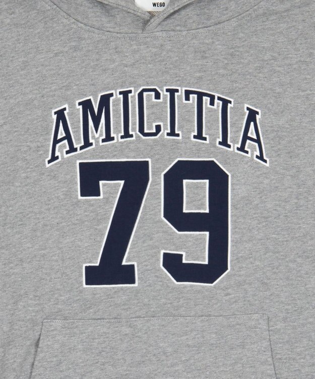 WEGO グラフィックビッグプルパーカー 杢グレー