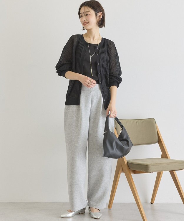 AMERICAN HOLIC 【前後2WAY】透かし編みニットカーディガン Black