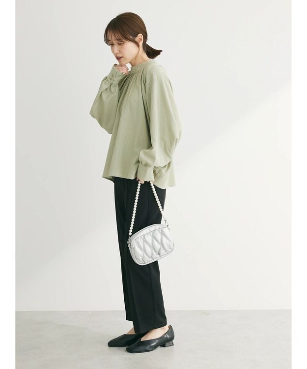 Green Parks らくスレストレートパンツ Black