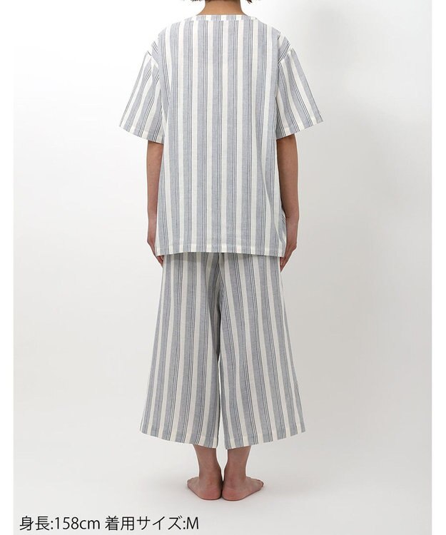 ワコール／睡眠科学 パジャマ 5分袖 半袖 8分丈 綿100%(本体) レディース YDT146 睡眠科学／ワコール ブルー