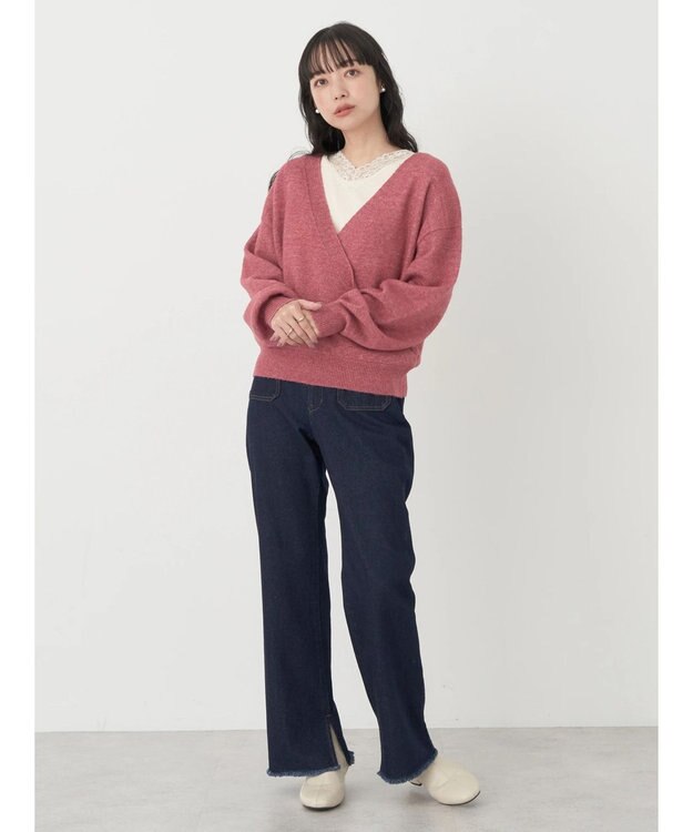 earth music&ecology レースＶネックテレコインナー Ivory