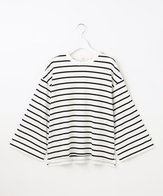 23区 【SLOW/一部店舗限定】2WAYデザイン TEE オフxブラックボーダー