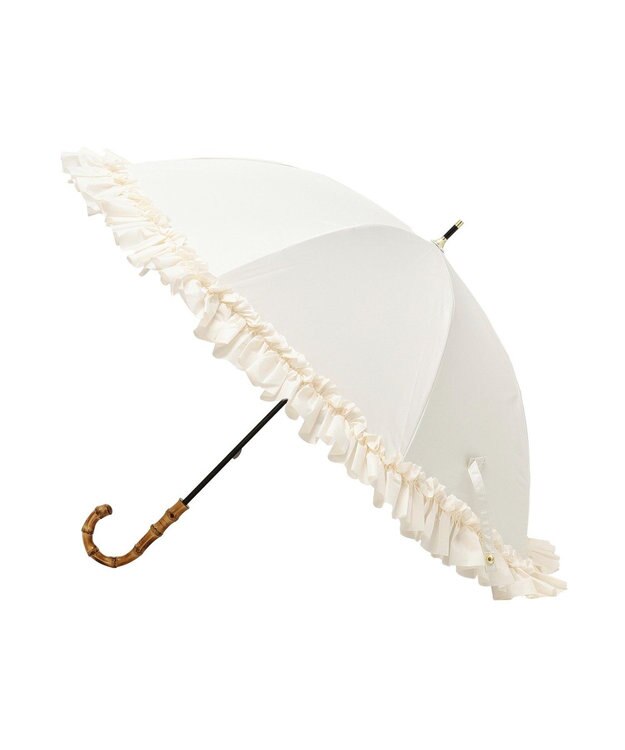 Maison de FLEUR 《晴雨兼用》遮光&UV CUT フリル傘 Ivory