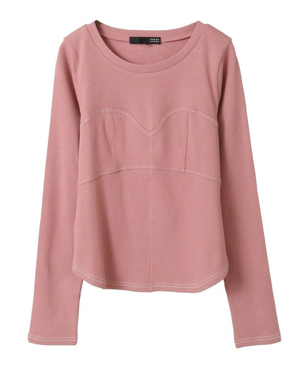 Green Parks ・ＳＵＧＡＲ　ＳＰＯＯＮ　ビスチェラインリブロンＴＥＥ Pink