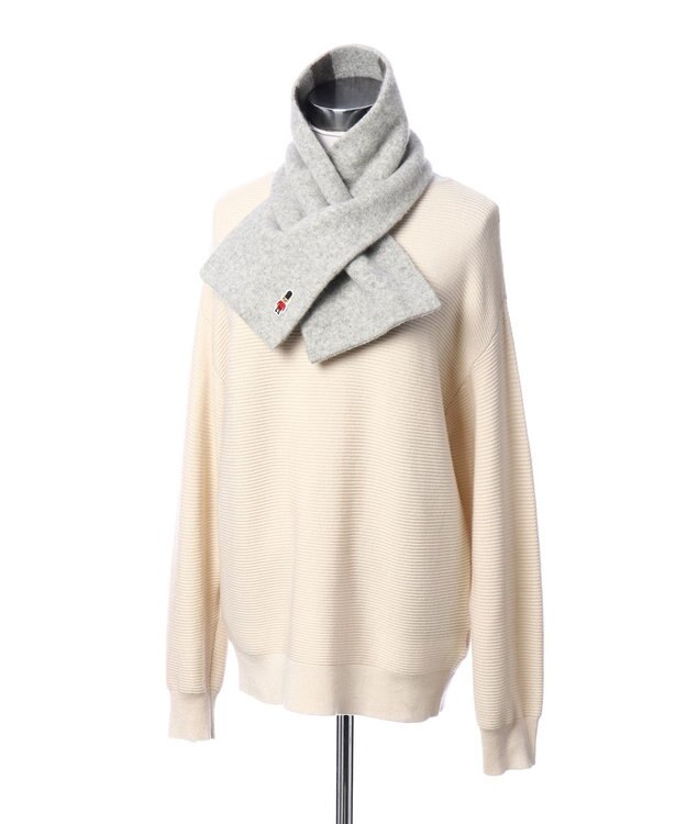 MOONBAT MACKINTOSH PHILOSOPHY 【日本製】バッキンガムベア付きウール100%縮絨プチマフラー グレー