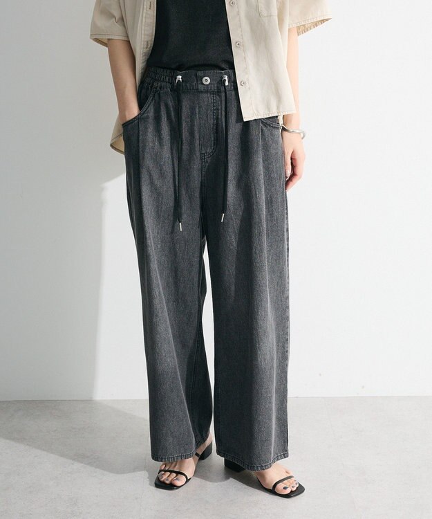 Green Parks ライトデニムワイドパンツ Black