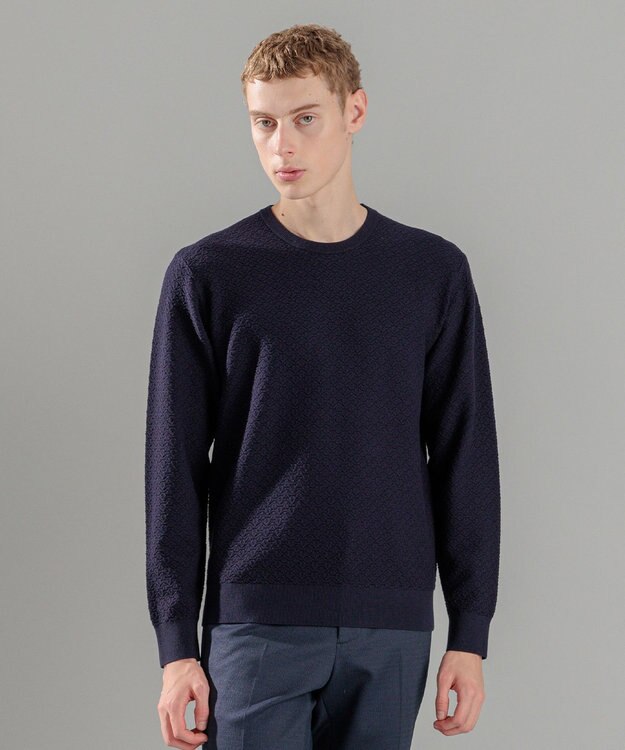 JOSEPH HOMME 新色追加【洗える】ヴィスコースリンクス　クルーネックニット ネイビー系
