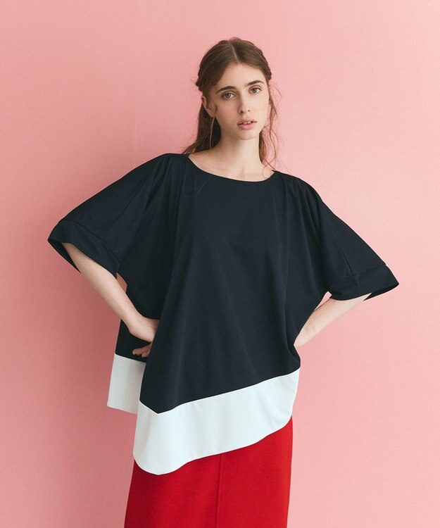 GRACE CONTINENTAL バイカラーアシメトップ ブラック