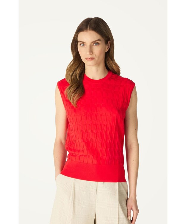 DAKS John Smedley for DAKS ハウスチェックノースリーブトップ レッド