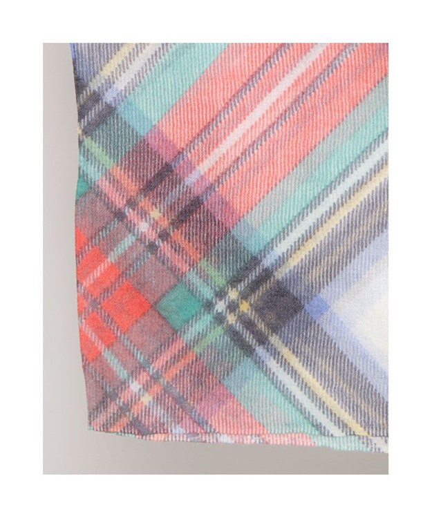 UNBILLION カシュネ cache nez / シルク×ウールチェック柄プリントストール レッド