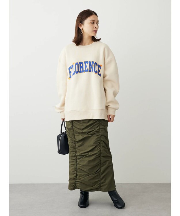 Green Parks ・Ｄｏｕｂｌｅ　Ｆｌａｇｓ　ロゴｐｔ＆刺繍スウェット Ivory