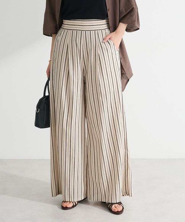 Green Parks ・ＥＬＥＮＣＡＲＥ　ＤＵＥ　ストライプワイドパンツ Beige