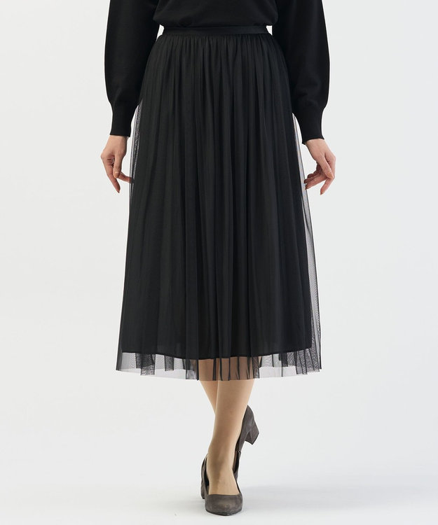 J.PRESS LADIES 【2way】リバーシブル チュール スカート ブラック系