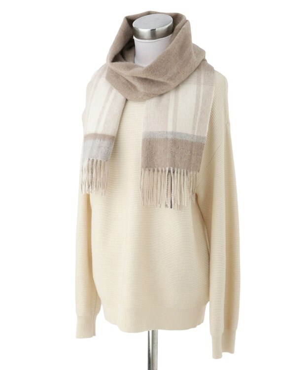 MOONBAT FURLA カシミヤ100%オンブレーマフラー/幅30cm モカブラウン