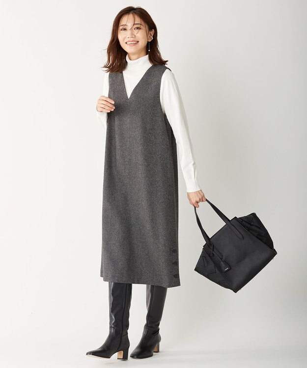 J.PRESS LADIES L 【洗える】PRINCE タートルネック ニット アイボリー系