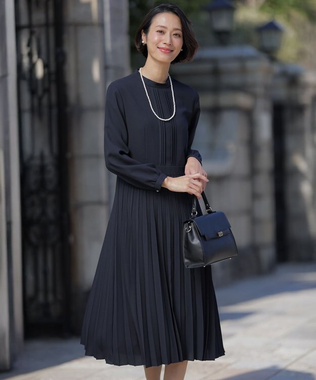 J.PRESS LADIES ノルディス2wayジョーゼット プリーツ ワンピース