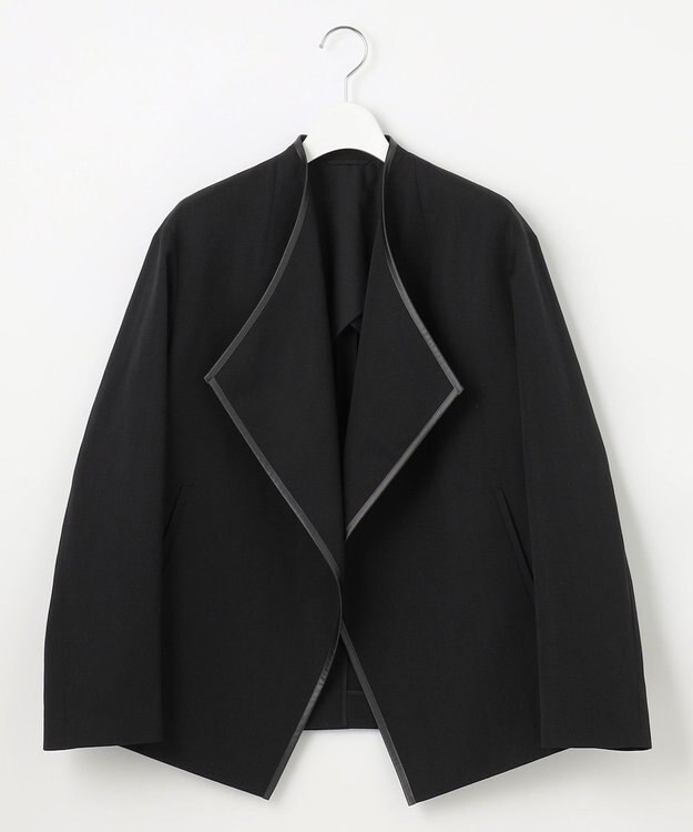 23区 【エステータ】ウールリネン レザートリミング ジャケット ブラック系