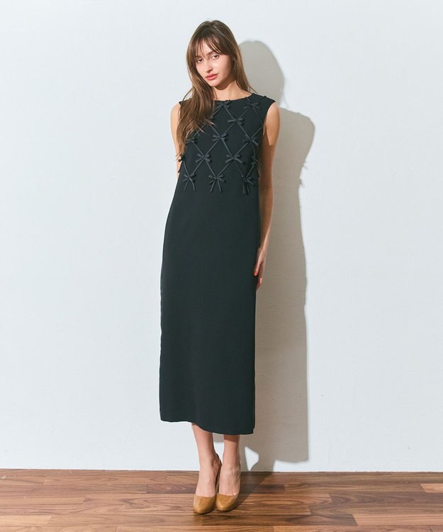 GRACE CONTINENTAL リボンモチーフドレス ブラック