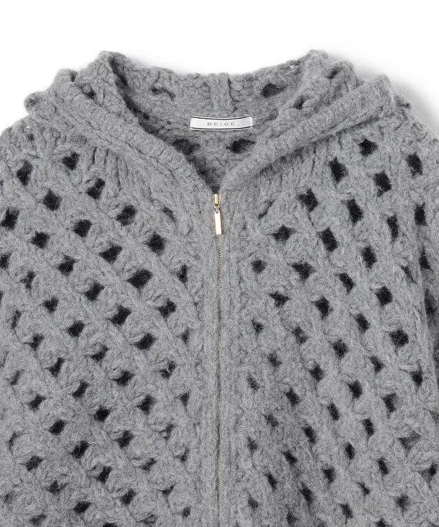 BEIGE， KOKOMO / ウールアルパカメッシュニットパーカー Md.Gray