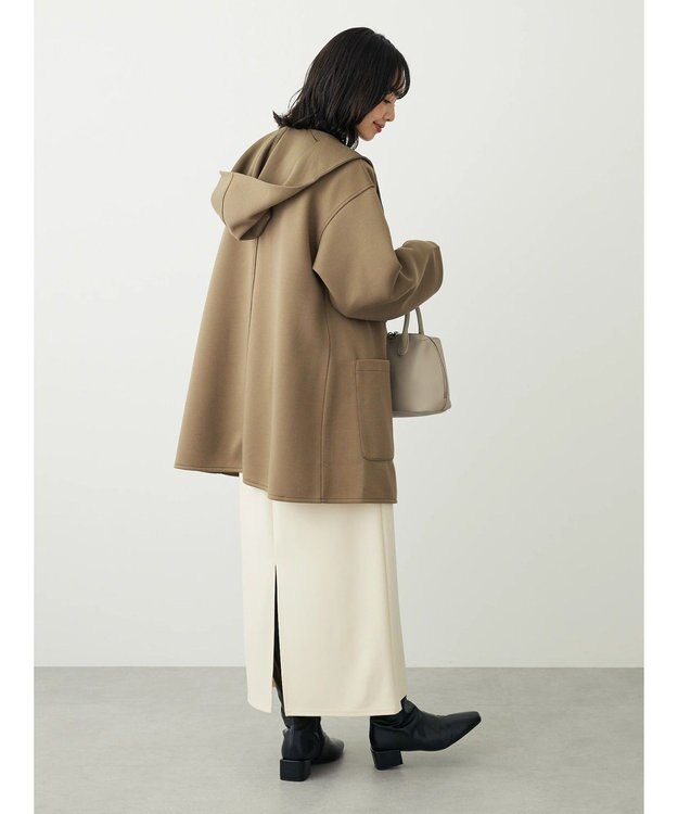 Green Parks ポンチフード付きカットカーディガン Gray Beige