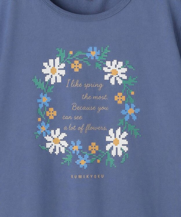 組曲 KIDS 【150-160㎝】 フラワーリースTeeシャツ ブルー