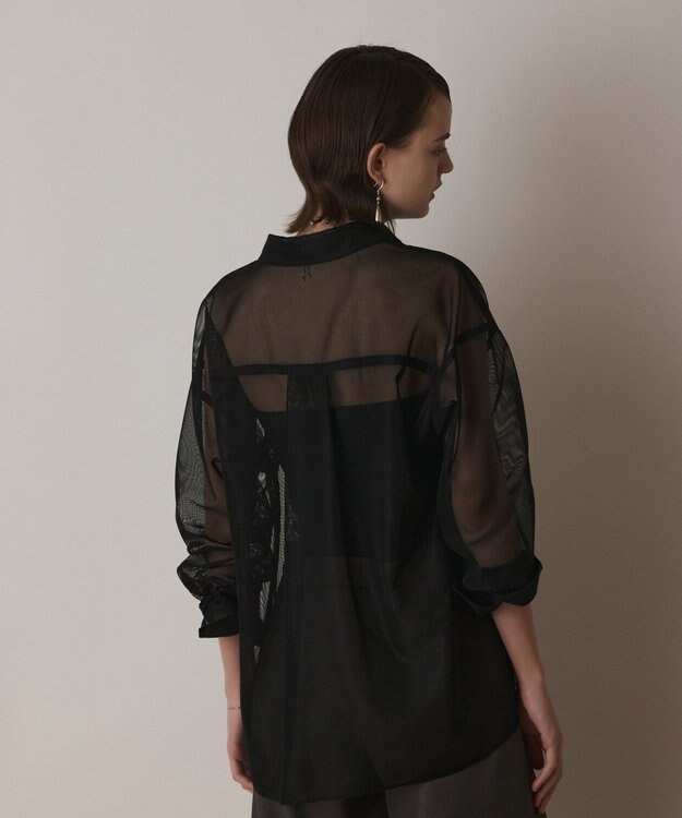 GRACE CONTINENTAL メッシュオーバーシャツ ブラック