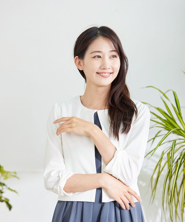 Tiaclasse 【洗える】袖口リボンカットソーボレロカーディガン オフホワイト