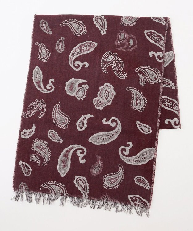 JOSEPH ABBOUD 【イタリア製】ペイズリージャガード ストール ワイン系7