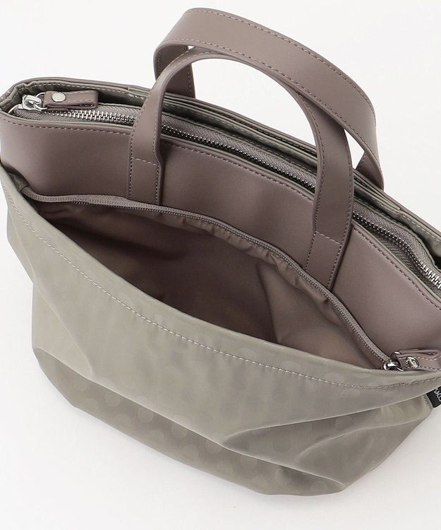 Y'SACCS はっ水ドットジャカード リサイクルレザーコンビ 2wayトートバッグ グレージュ