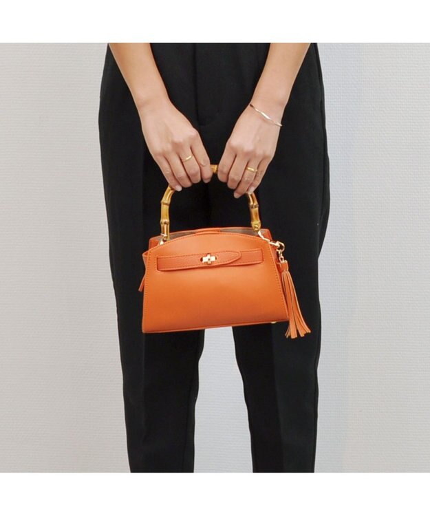 UNBILLION カシュカシュ cachecache / バンブーヒネリミニハンドバッグ オレンジ