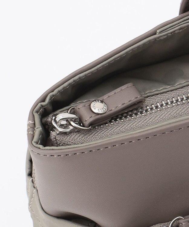 Y'SACCS はっ水ドットジャカード リサイクルレザーコンビ 2wayトートバッグ グレージュ