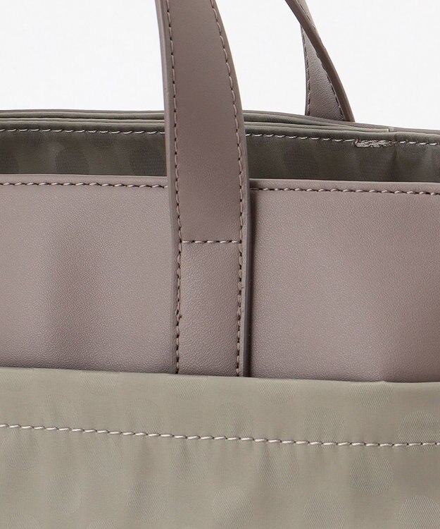 Y'SACCS はっ水ドットジャカード リサイクルレザーコンビ 2wayトートバッグ グレージュ