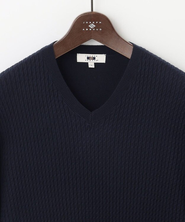 JOSEPH ABBOUD 【キングサイズ・チクチクしない/イージーケア/3シーズン対応】 コンフォート Ｖネック セーター ネイビー系
